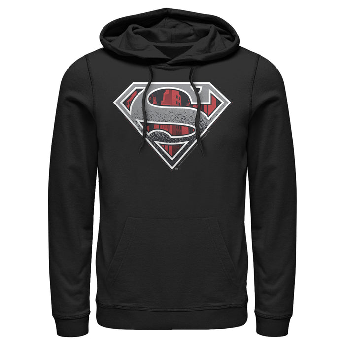 Fifth Sun Men's Superman Logo Grunge Pull Over Hoodie