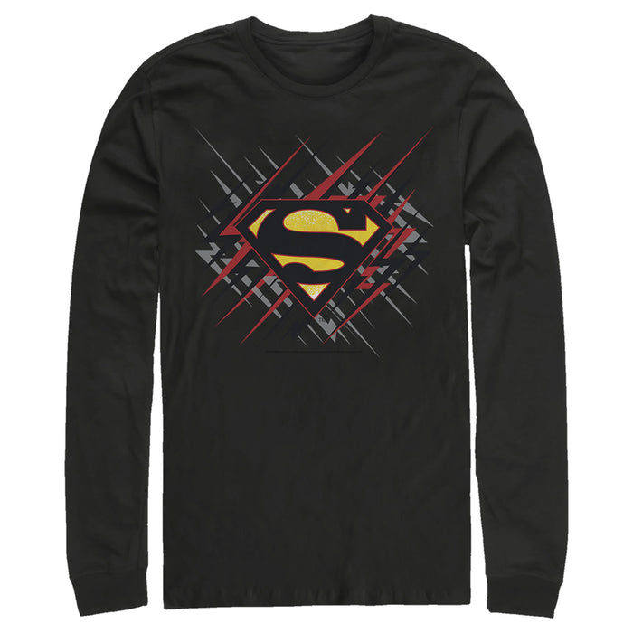fifth sun Men's Superman Logo Lightning Long Sleeve Shirt