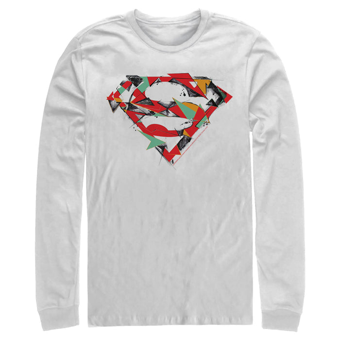 fifth sun Men's Superman Logo Puzzle Long Sleeve Shirt