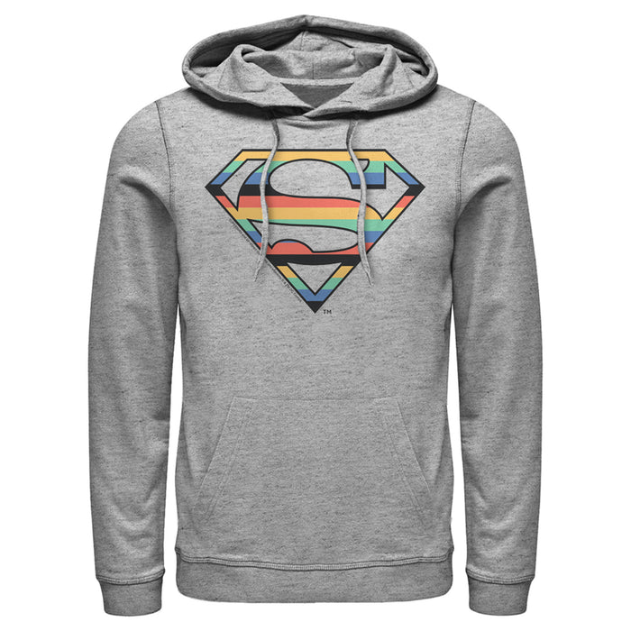 fifth sun Men's Superman Logo Retro Stripe Pull Over Hoodie