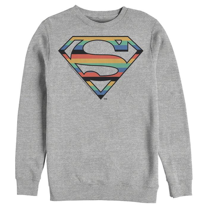 Fifth Sun Men's Superman Logo Retro Stripe Sweatshirt