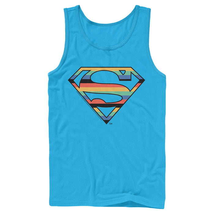 Fifth Sun Men's Superman Logo Retro Stripe Tank Top
