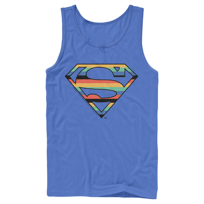 Fifth Sun Men's Superman Logo Retro Stripe Tank Top