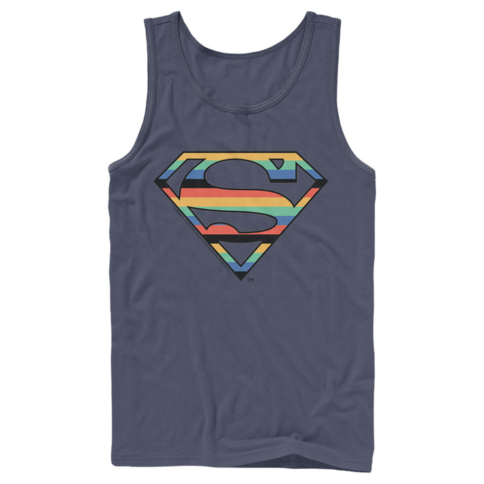 Fifth Sun Men's Superman Logo Retro Stripe Tank Top