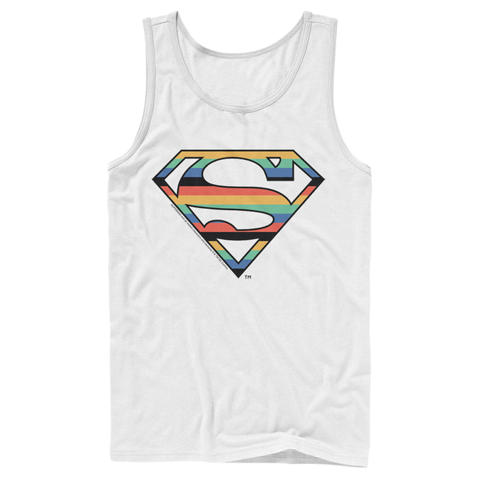 fifth sun Men's Superman Logo Retro Stripe Tank Top