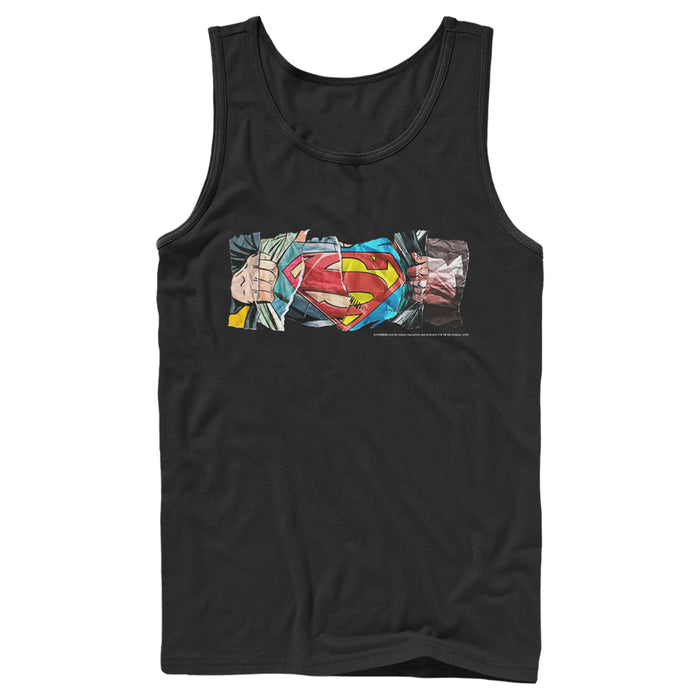 fifth sun Men's Superman Logo Ripped Paper Tank Top