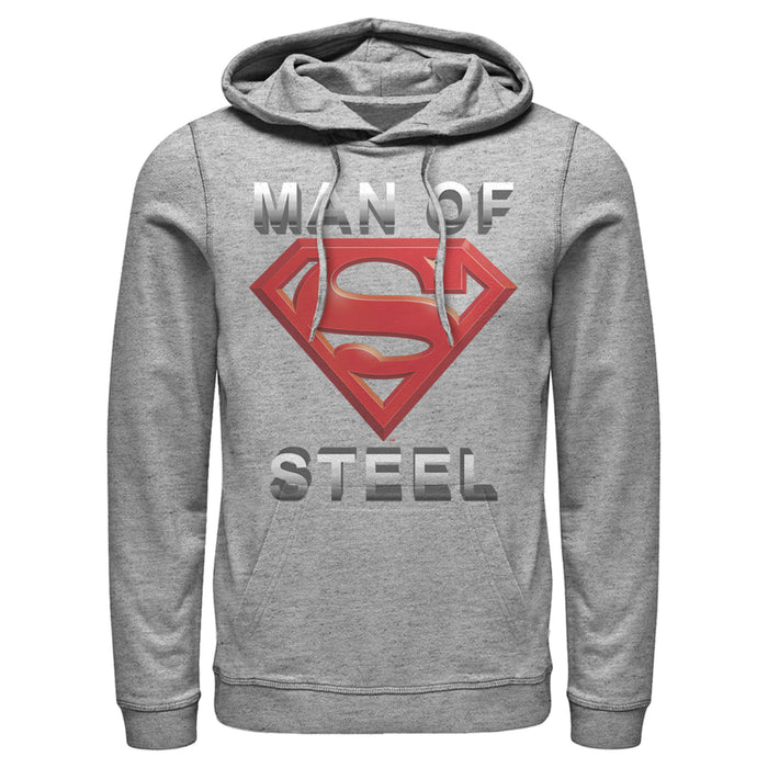 Fifth Sun Men's Superman Man Of Steel Beveled Logo Pull Over Hoodie