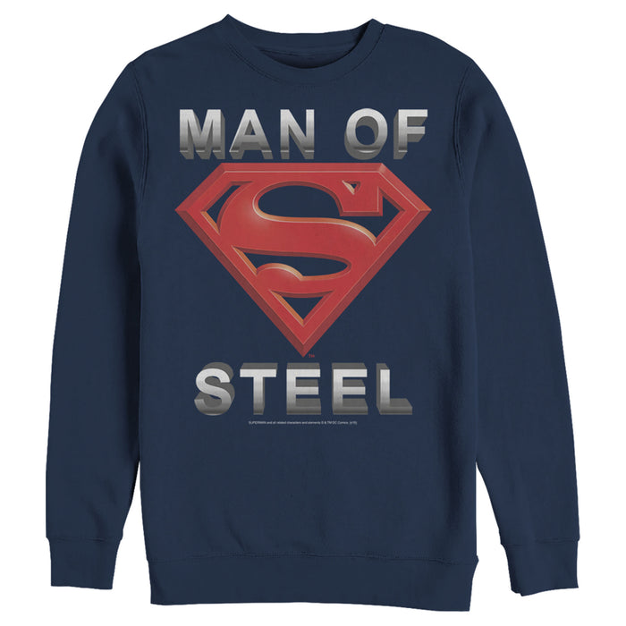 fifth sun Men's Superman Man of Steel Beveled Logo Sweatshirt