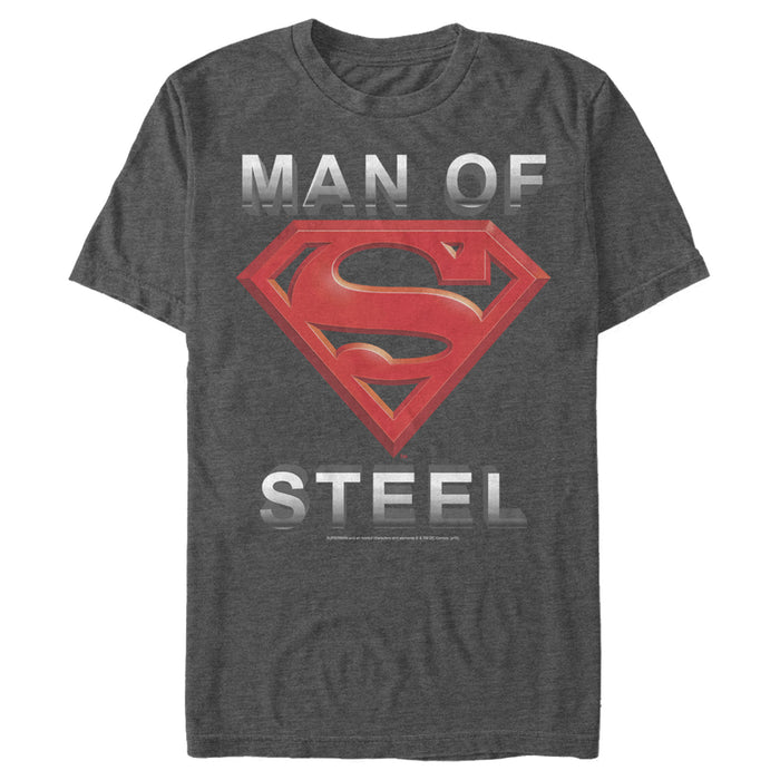 Fifth Sun Men's Superman Man Of Steel Beveled Logo T-Shirt