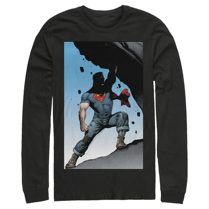Fifth Sun Men's Superman Strongest Hero Pose Long Sleeve Shirt