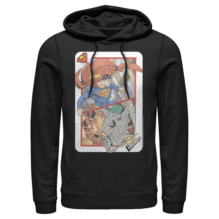 fifth sun Men's Superman Super Doom Playing Card Pull Over Hoodie