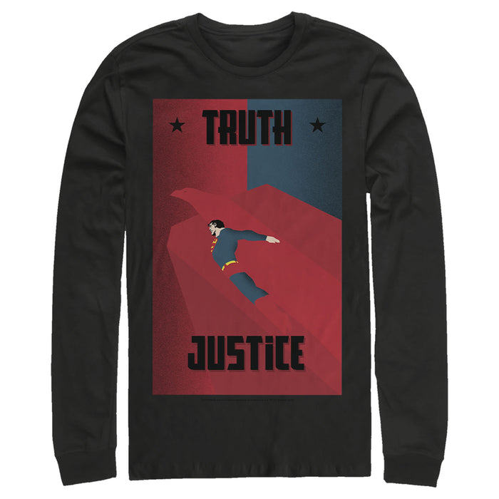 fifth sun Men's Superman Truth & Justice Eagle Long Sleeve Shirt