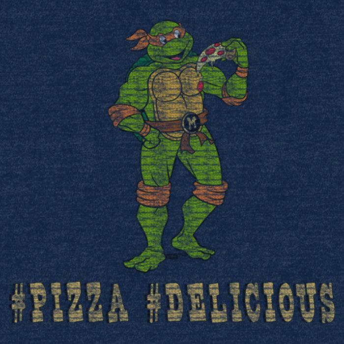 Fifth Sun Men's Teenage Mutant Ninja Turtles Distressed Hashtag Pizza Hashtag Delicious T-Shirt