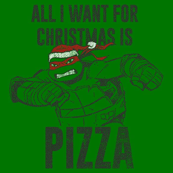 Fifth Sun Men's Teenage Mutant Ninja Turtles Distressed Raphael All I Want For Christmas Is Pizza T-Shirt