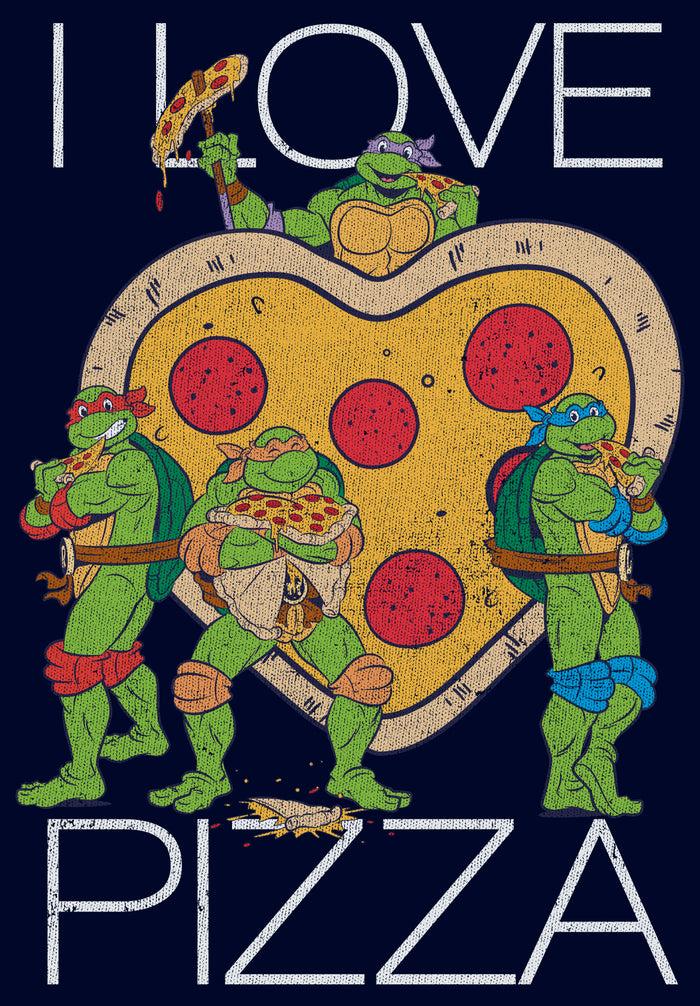 Fifth Sun Men's Teenage Mutant Ninja Turtles I Love Pizza Heart Pull Over Hoodie