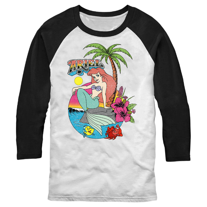 fifth sun Men's The Little Mermaid Aloha Ariel Baseball Tee