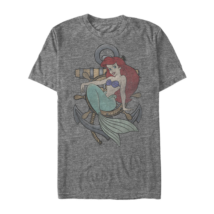 fifth sun Men's The Little Mermaid Ariel Ship Anchor T-Shirt