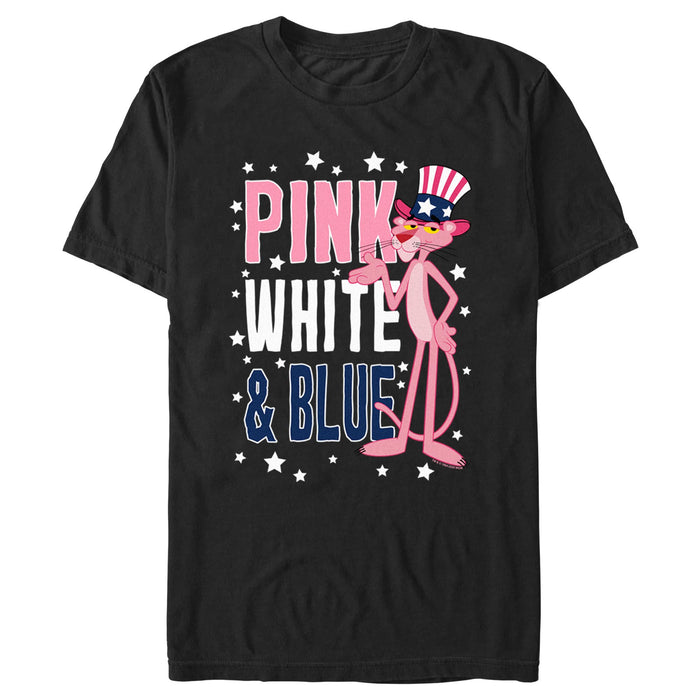 fifth sun Men's The Pink Panther Patriotic Pink White and Blue T-Shirt