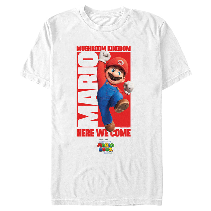 fifth sun Men's The Super Mario Bros. Movie Mario Mushroom Kingdom Here We Come T-Shirt