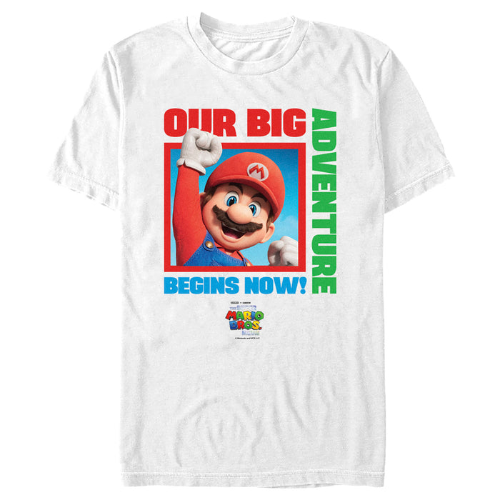 fifth sun Men's The Super Mario Bros. Movie Mario Our Big Adventure Begins Now T-Shirt