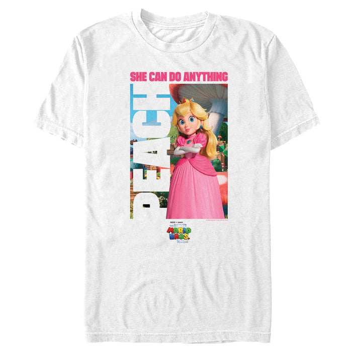fifth sun Men's The Super Mario Bros. Movie Peach She Can Do Anything Poster T-Shirt