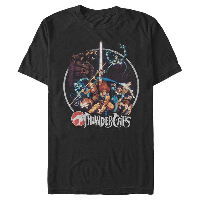 fifth sun Men's ThunderCats Vintage Character Collage Circle T-Shirt