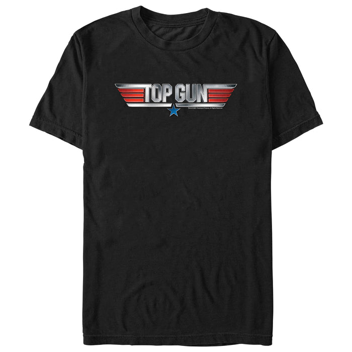 fifth sun Men's Top Gun Shiny Chrome 3D Movie Logo T-Shirt