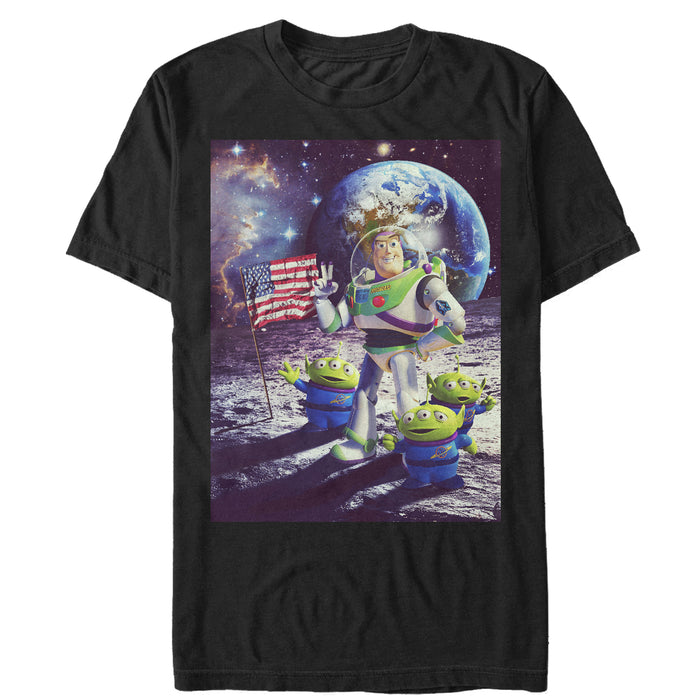 fifth sun Men's Toy Story Buzz & Alien Moon Landing T-Shirt