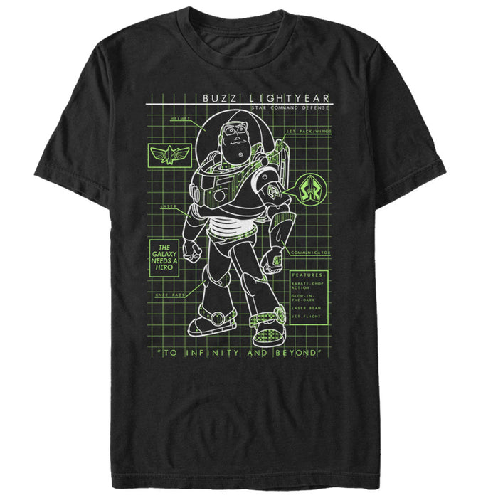 fifth sun Men's Toy Story Buzz Lightyear Diagram T-Shirt