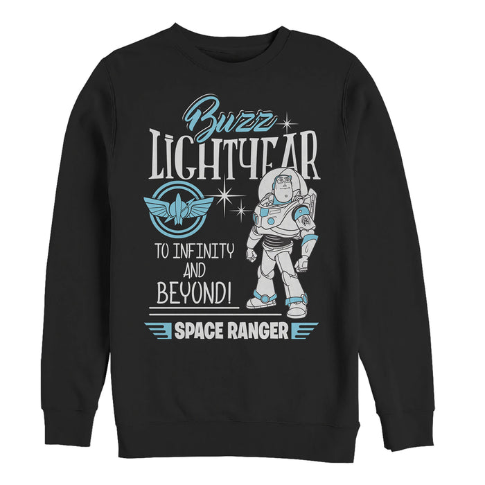 fifth sun Men's Toy Story Buzz Lightyear Space Ranger Badge Sweatshirt