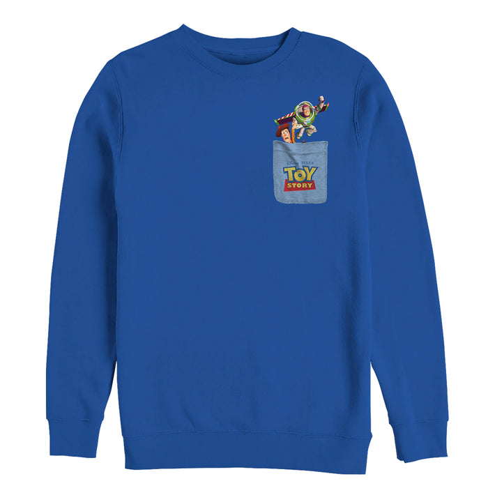 fifth sun Men's Toy Story Buzz & Woody Pocket Print Sweatshirt