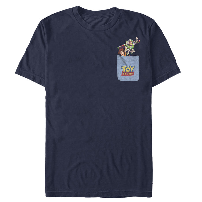 fifth sun Men's Toy Story Buzz & Woody Pocket Print T-Shirt