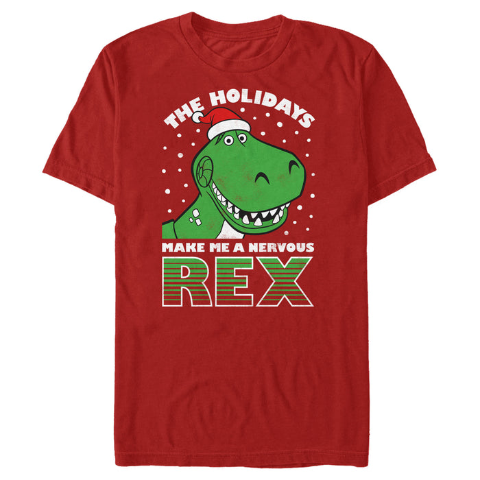 fifth sun Men's Toy Story Christmas Nervous Rex T-Shirt