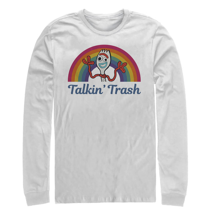 Fifth Sun Men's Toy Story Forky Talkin' Trash Rainbow Long Sleeve Shirt