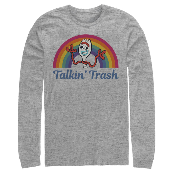 Fifth Sun Men's Toy Story Forky Talkin' Trash Rainbow Long Sleeve Shirt
