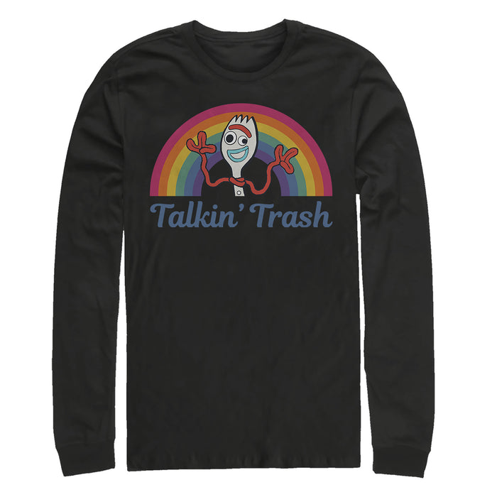 fifth sun Men's Toy Story Forky Talkin' Trash Rainbow Long Sleeve Shirt