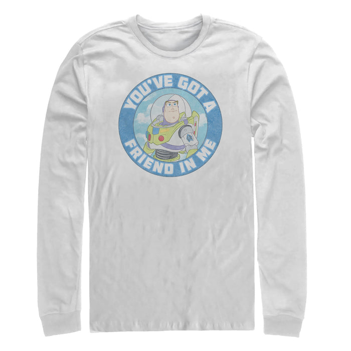 fifth sun Men's Toy Story Friend in Me Buzz Circle Long Sleeve Shirt