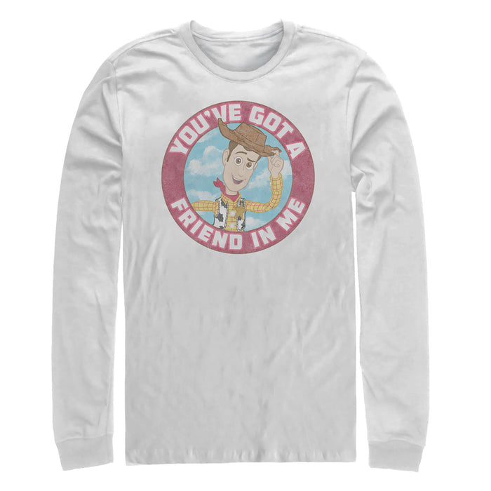 fifth sun Men's Toy Story Friend in Me Woody Circle Long Sleeve Shirt