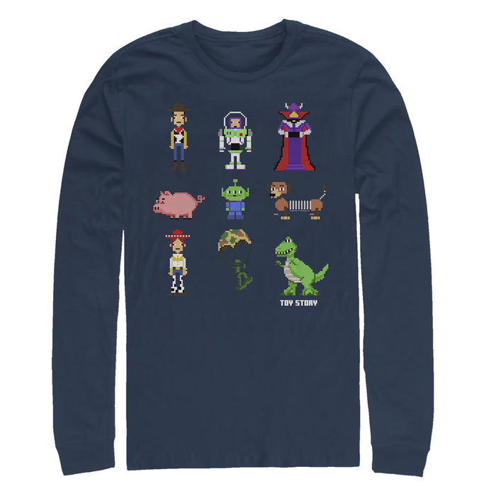fifth sun Men's Toy Story Pixel Characters Long Sleeve Shirt