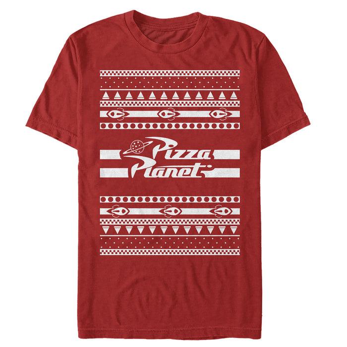 fifth sun Men's Toy Story Ugly Christmas Pizza Planet T-Shirt