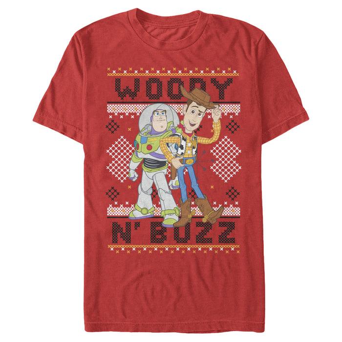 fifth sun Men's Toy Story Ugly Christmas Woody & Buzz T-Shirt