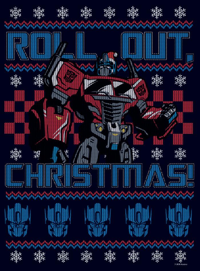 Fifth Sun Men's Transformers Optimus Prime Roll Out Ugly Xmas T-Shirt
