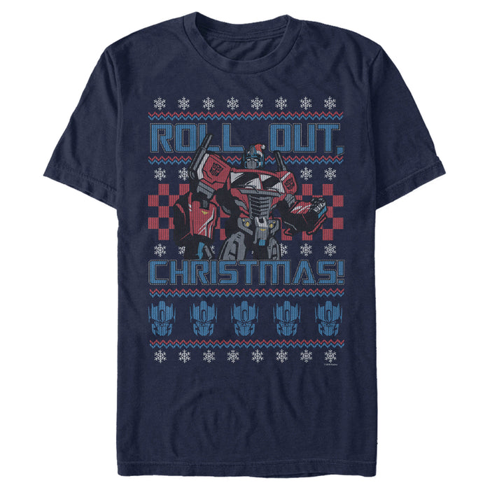 fifth sun Men's Transformers Optimus Prime Roll Out Ugly Xmas T-Shirt