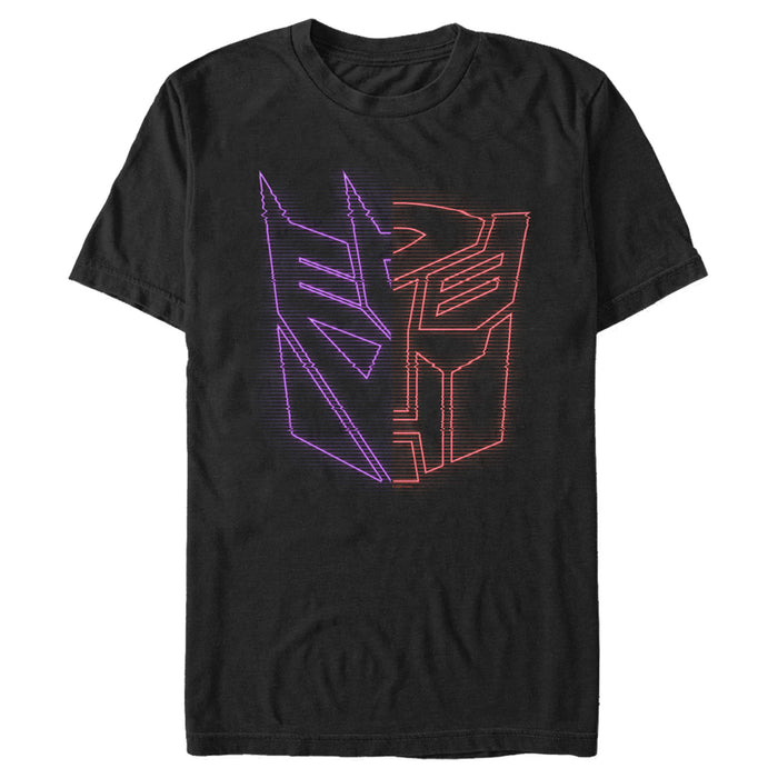 fifth sun Men's Transformers Split Bot Neon Logo T-Shirt