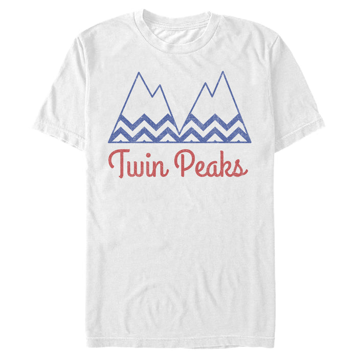 fifth sun Men's Twin Peaks Striped Mountain Logo T-Shirt