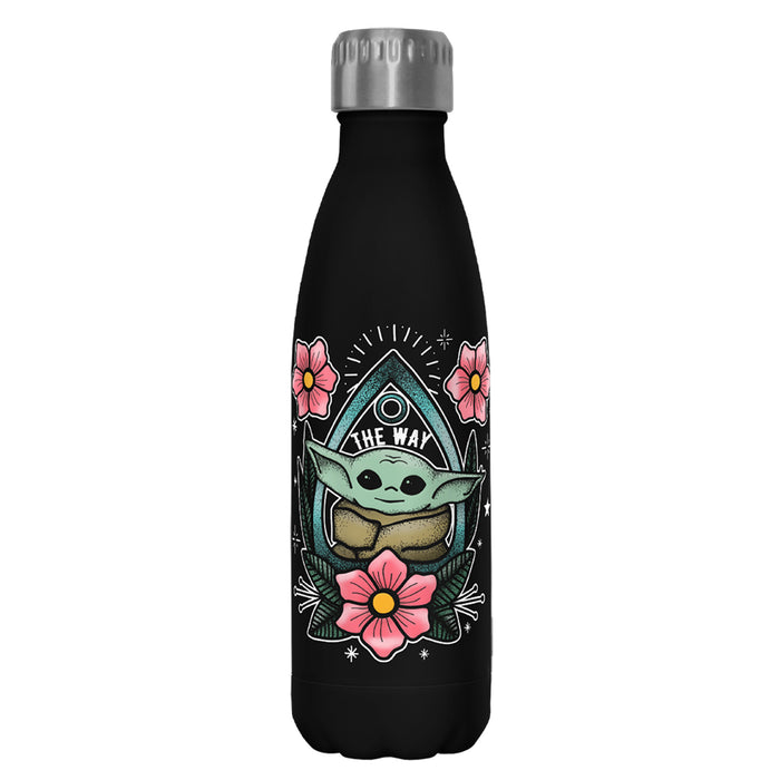 fifth sun Star Wars: The Mandalorian The Child Flower Tattoo Stainless Steel Water Bottle