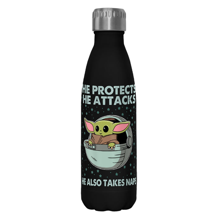fifth sun Star Wars: The Mandalorian The Child Protects Attacks Naps Stainless Steel Water Bottle
