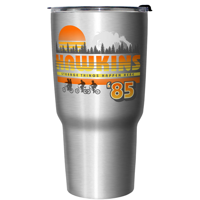 Fifth Sun Stranger Things Hawkins Bike Ride Strange Things Happen Here Stainless Steel Tumbler With Lid