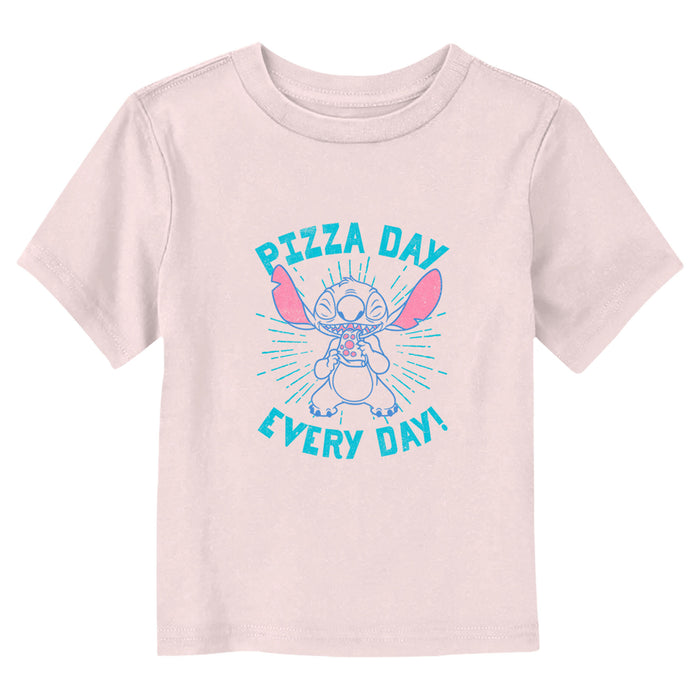 fifth sun Toddler's Lilo & Stitch Pizza Day Every Day Lined Stitch T-Shirt