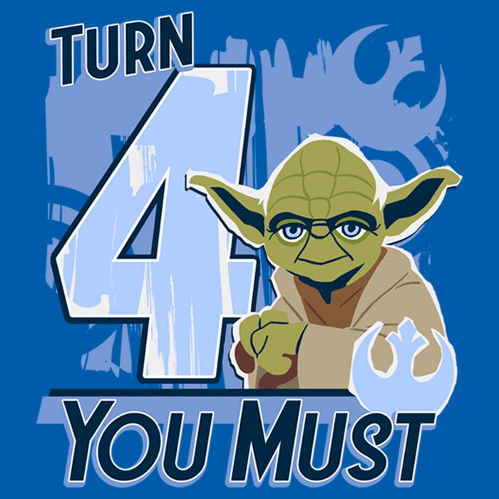 Fifth Sun Toddler's Star Wars Yoda Turn 4 You Must Rebel Logo Portrait T-Shirt